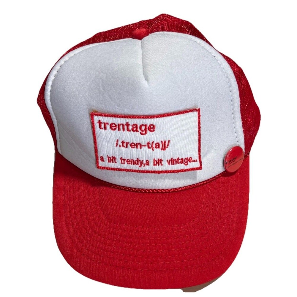 Trentage Red Trucker Hat Snapback Vintage Style Graphic Mesh Cap Unisex